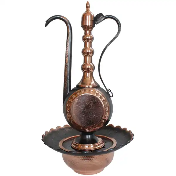 ست آفتابه و لگن مسی مدل طرح دار کد ZH44.1