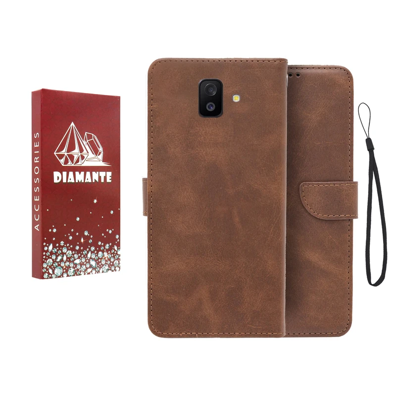  کیف کلاسوری دیامانته مدل جاکارتی بندار مناسب برای موبایل سامسونگ galaxy J6 plus به همراه بند آویز