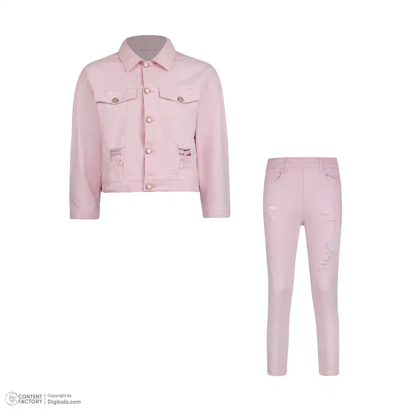 ست کت و شلوار جین دخترانه تیپ تاپ مدل ‏25007T101011 رنگ صورتی
