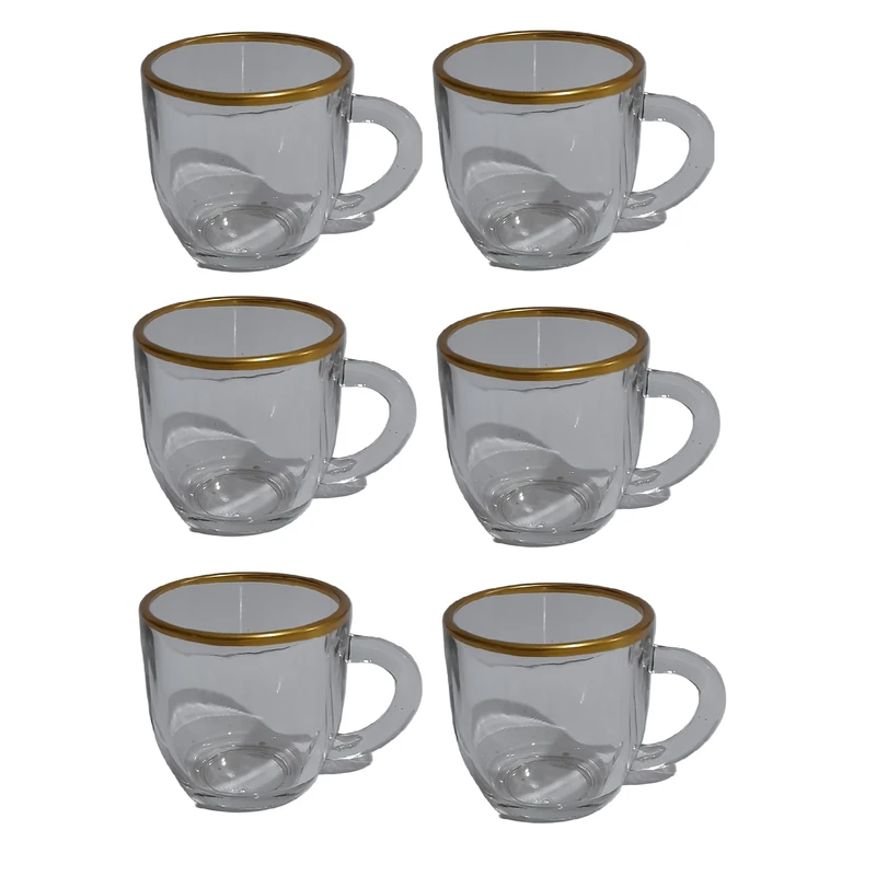 فنجان کاوه مدل آتن لب طلا بسته 6 عددی 