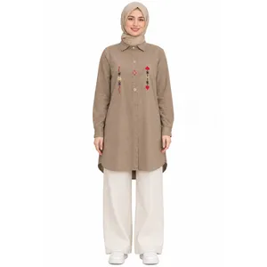 مانتو شومیزی زنانه لینن مدل پوپک