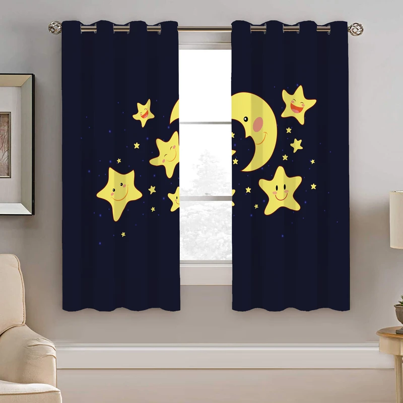 پرده نیروانا طرح ماه و ستاره کودک مدل مخمل کد 4132 سایز 140×200 سانتی متر