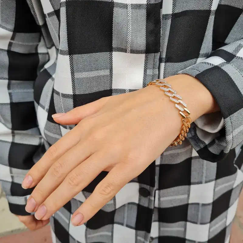 دستبند زنانه ژوپینگ مدل زنجیری نگینی مستطیل