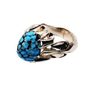 انگشتر نقره مردانه مدل فیروزه sh101