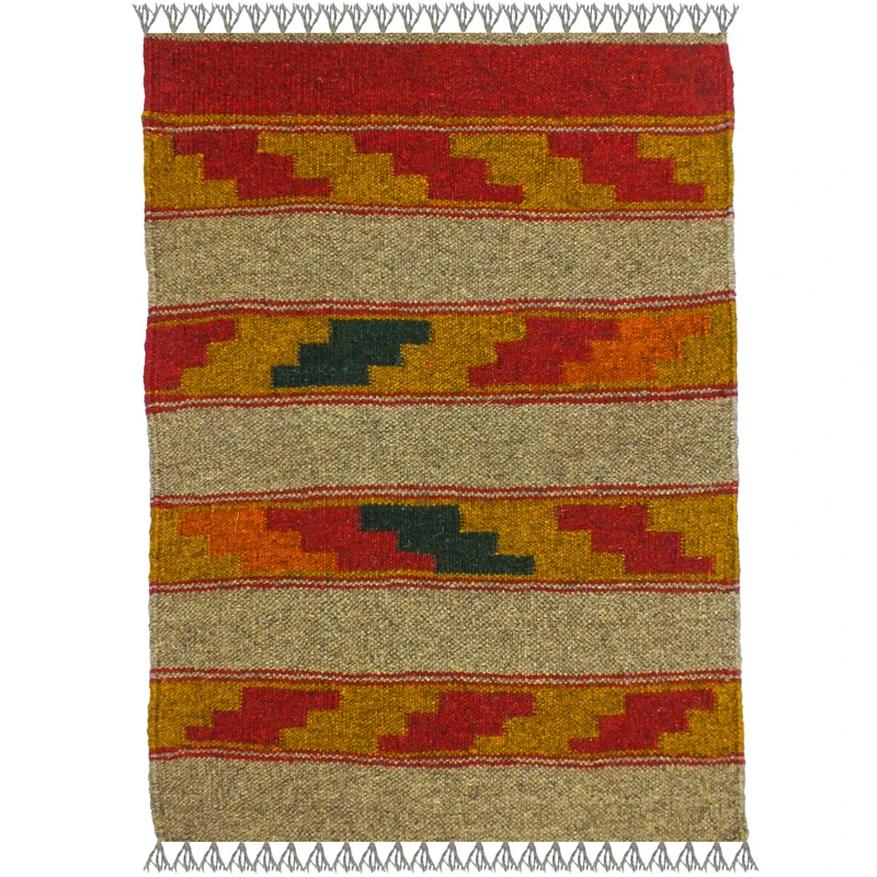 گلیم دستبافت یک متر مدل پادری شیراز کد J1704 زمینه الوان