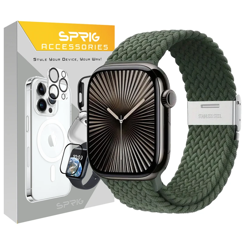 بند اسپریگ مدل Braided SGK مناسب برای اپل واچ سری SE2021/7/8/9 سایز 45 میلی متری 