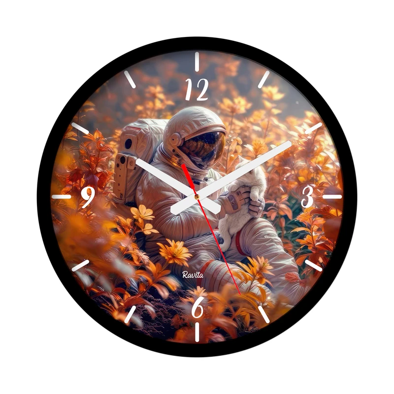 ساعت رومیزی عقربه‌ای راویتا مدل گربه و فضانورد کد 3711