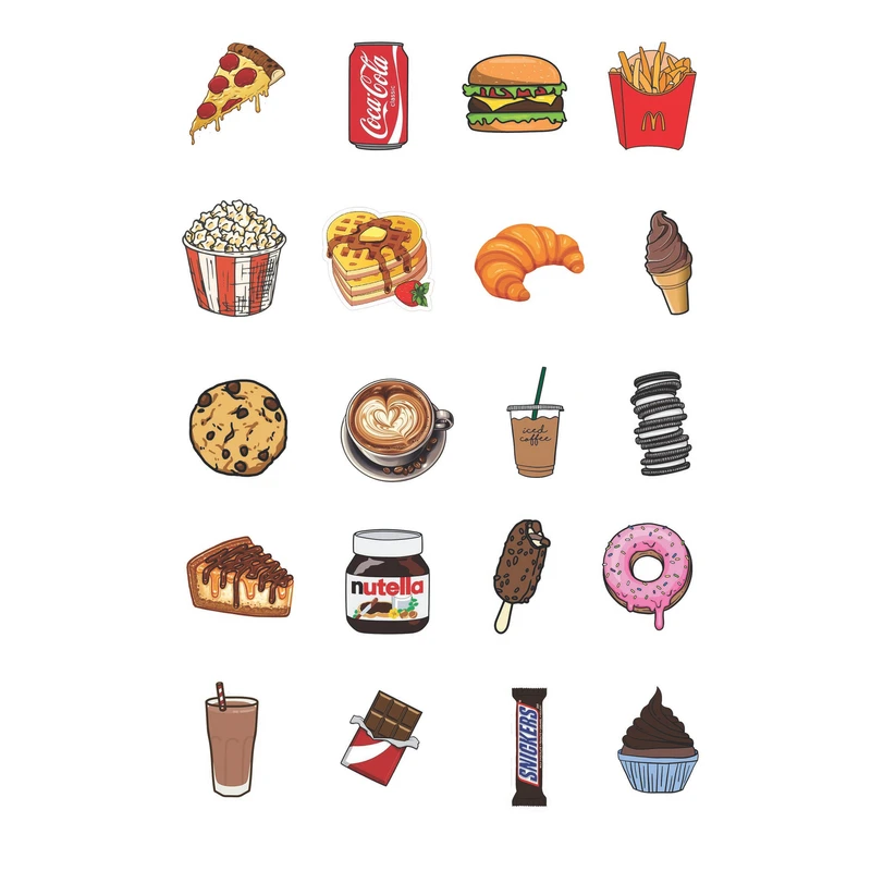 استیکر لپ تاپ کافه پرینت طرح Yummy کد F011 بسته 20 عددی