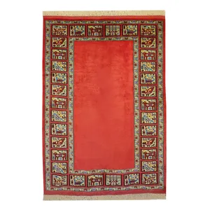 فرش دستباف چهار متری طرح کف ساده مدل AA184