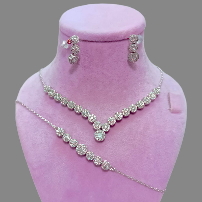 نیم ست نقره زنانه مدل یاقوت کد Rdeh-081