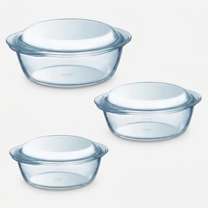 ظرف پخت پیرکس مدل قابلمه ای مجموعه 3 عددی
