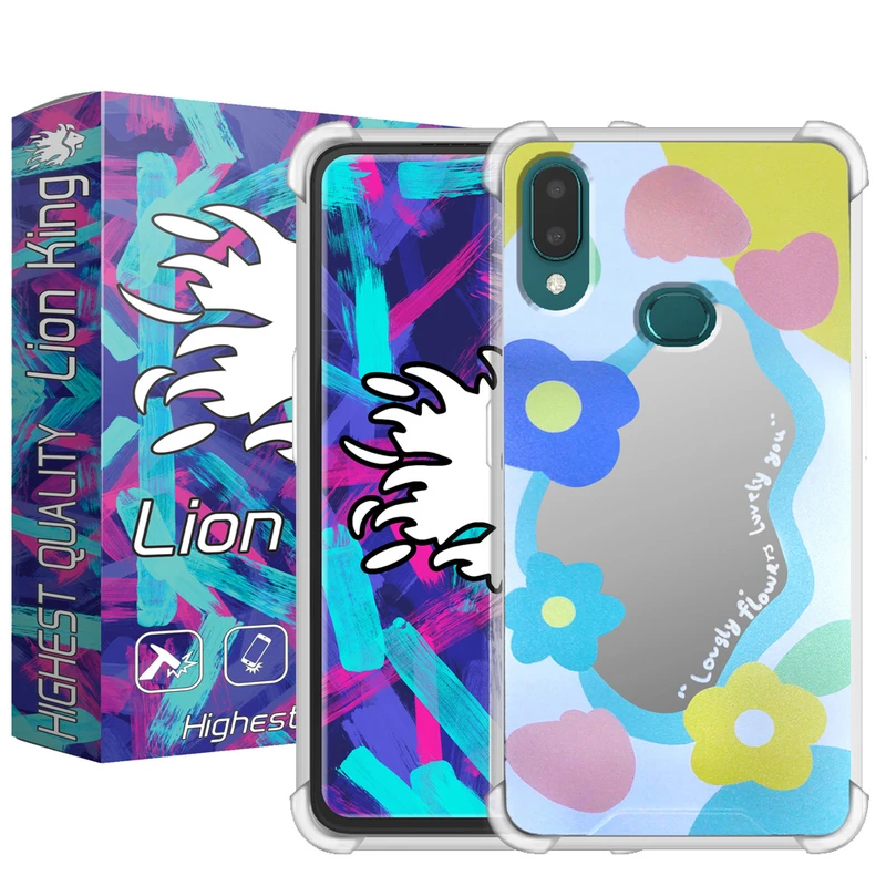   کاور لاین کینگ مدل آینه ایی نشکن طرح گل مناسب برای گوشی موبایل سامسونگ Galaxy A10s