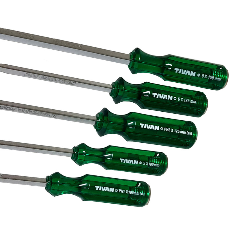 پیچ گوشتی چهارسو و دوسو ضربه خور تیوان مدل HT - 00615 مجموعه 5 عددی پیچ گوشتی چهارسو و دوسو ضربه خور تیوان مدل HT - 00615 مجموعه 5 عددی