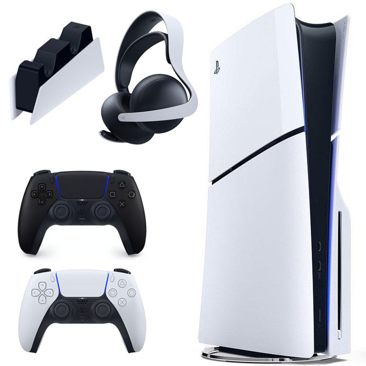 کنسول بازی سونی مدل PlayStation 5 Slim ظرفیت یک ترابایت ریجن 2016A اروپا به همراه دسته اضافی و پایه شارژر و هدست Elite