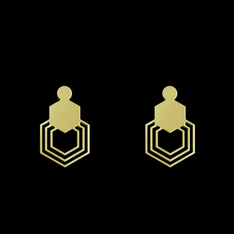 گوشواره طلا 18 عیار زنانه مدوپد مدل هندسی کد GA1-14971