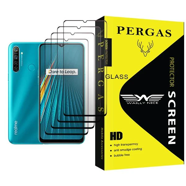 محافظ صفحه نمایش وایلی نایس مدل Pergas Glass MIX004 مناسب برای گوشی موبایل ریلمی 5i بسته چهار عددی