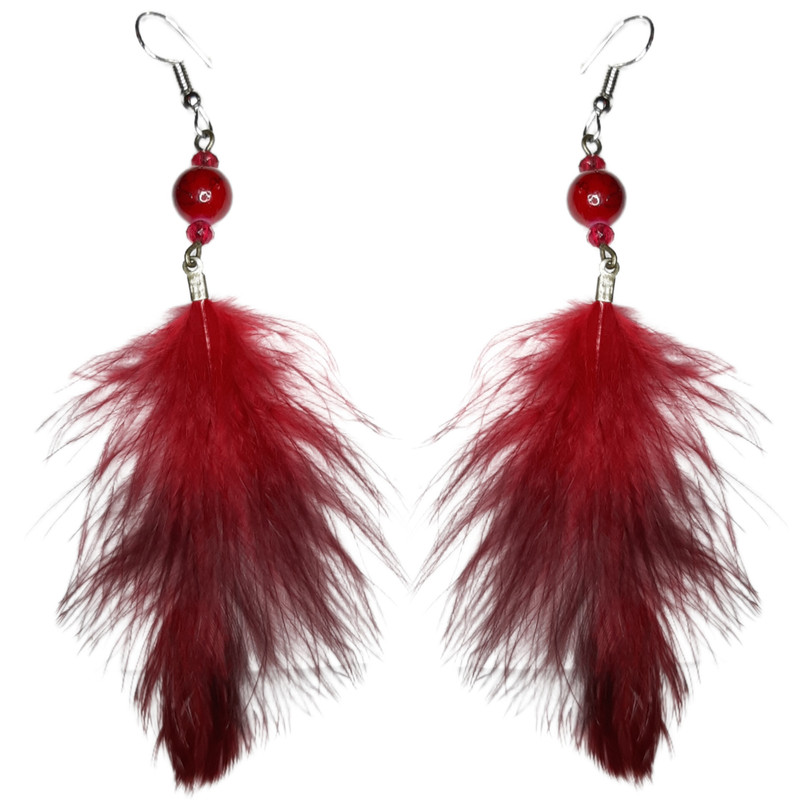 گوشواره دستساز زنانه مدل آویز طرح پر کد 00149