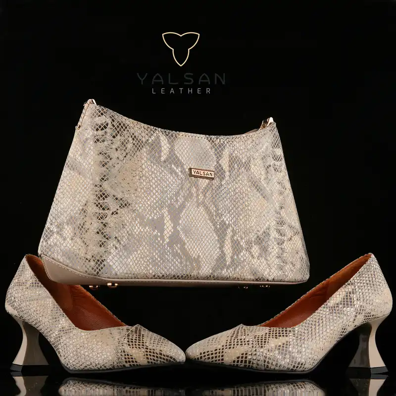 ست کیف و کفش زنانه چرم یلسان مدل آنديا کد ROZHIN-RTL-900-krm