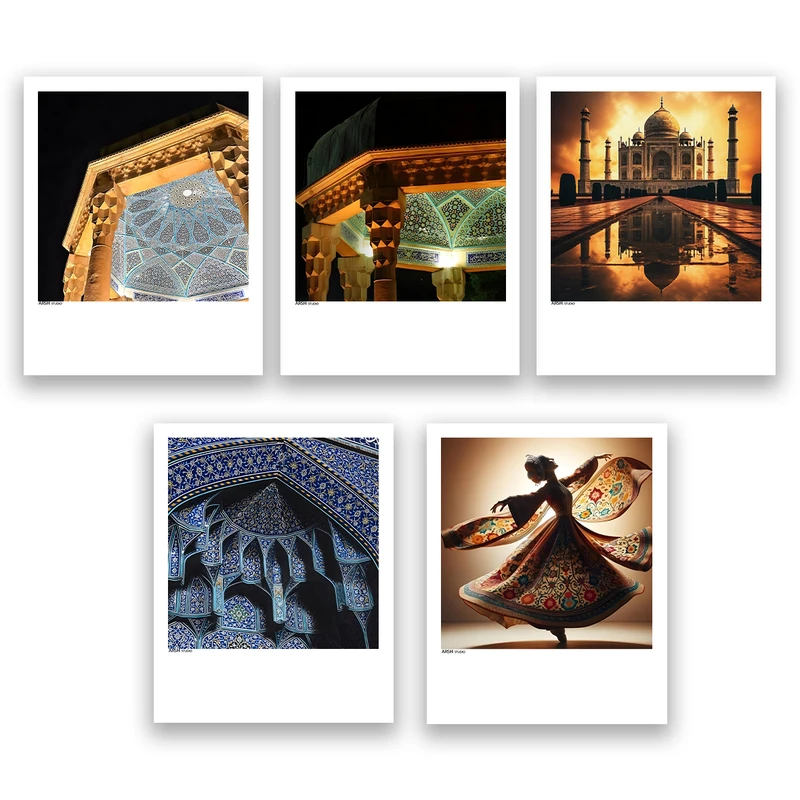 آویز تزیینی عرش مدل فانتزی سنتی ایرانی کد Asa1009 مجموعه پنج عددی