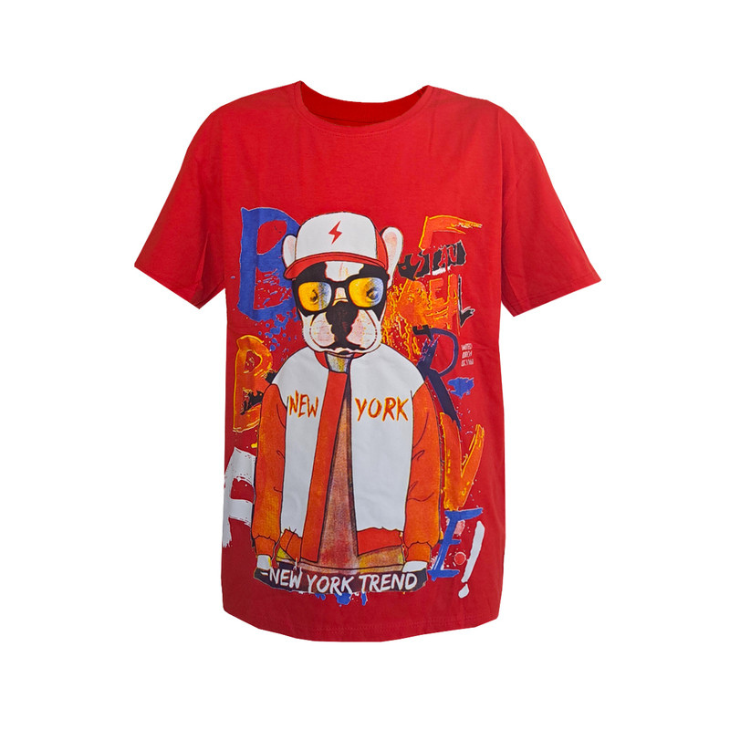 تی شرت آستین کوتاه پسرانه مدل سگ کلاه دار کد 1290