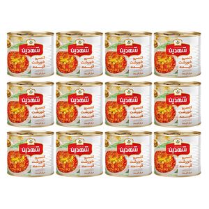 کنسرو خورشت قیمه با گوشت گیاهی شهدین - 480 گرم بسته 12 عددی