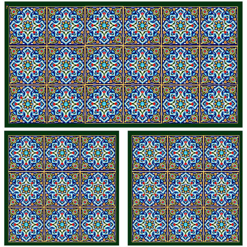 ست رومیزی سه تکه طرح کاشی کد 9704