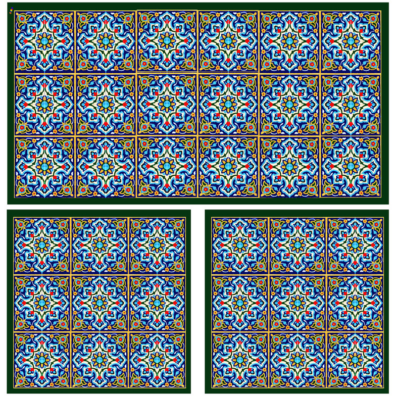 ست رومیزی سه تکه طرح کاشی کد 9704