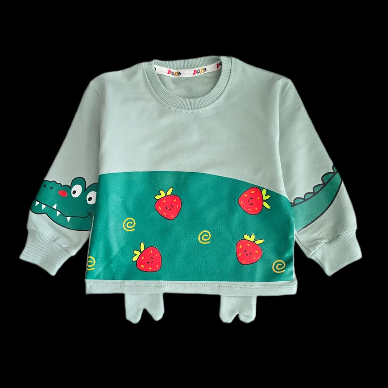 سویشرت دخترانه مدل تمساح و توت فرنگی