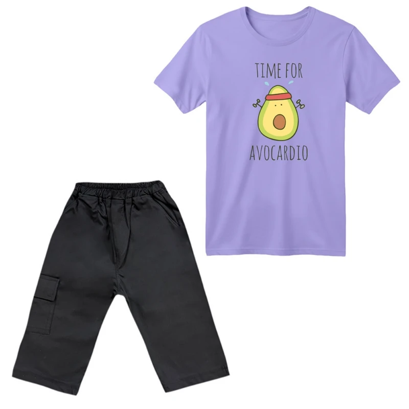 ست تی‌شرت آستین کوتاه و شلوارک پسرانه مدل آووکادو