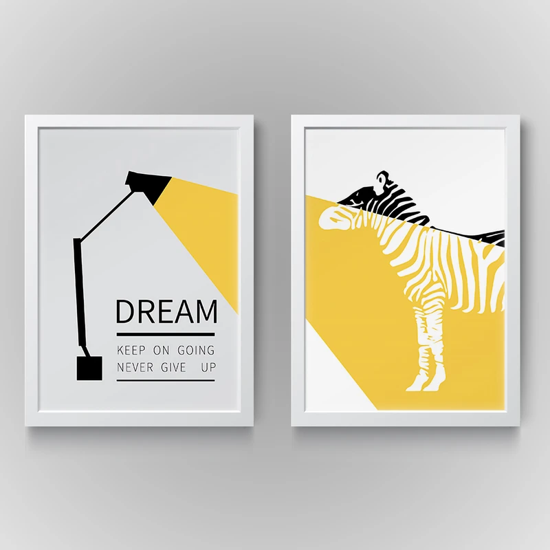 تابلو مدل دکوراتیو Zebra انگیزشی کد N168 مجموعه 2 عددی