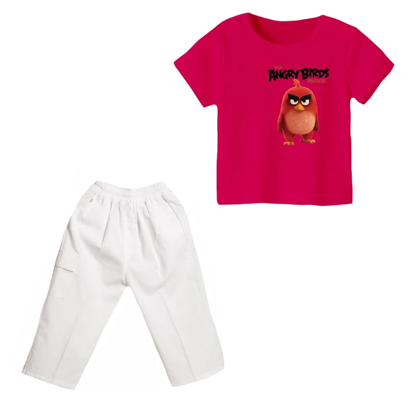 ست تی شرت و شلوارک دخترانه مدل انگری بردز