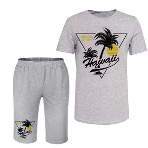 ست تی شرت و شلوارک مردانه مدل هاوایی کد C73 رنگ طوسی
