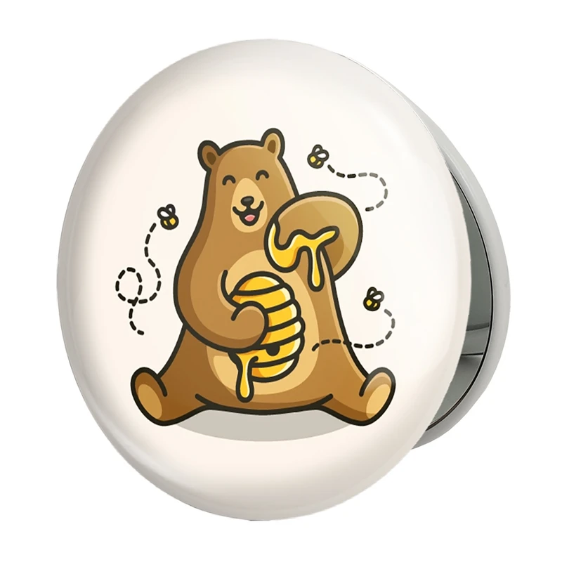 آینه جیبی خندالو طرح حیوانات بامزه خرس مدل تاشو کد 28375 