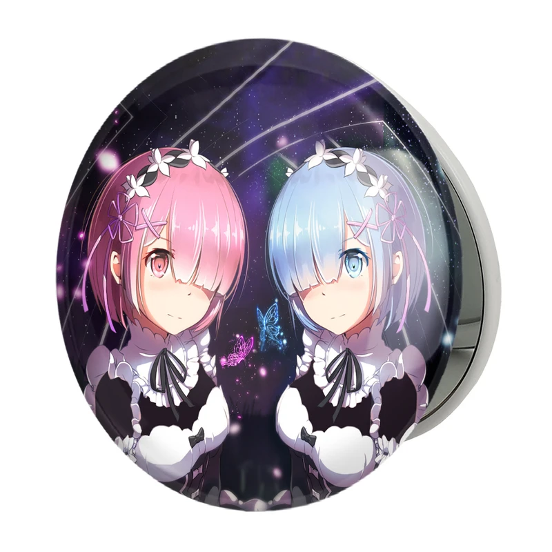 آینه جیبی خندالو طرح رم و رام انیمه دختر مدل تاشو کد 12128 