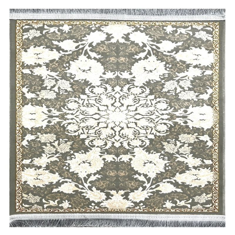 فرش ماشینی 1200 شانه زمینه طوسی حاشیه طوسی مدل هانا