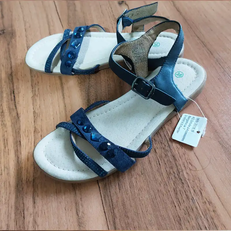 صندل زنانه فوت فلکس مدل بندی رنگ سرمه ای