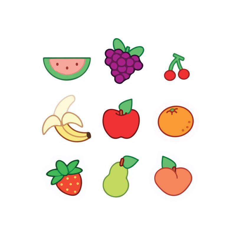 برچسب لپ تاپ پویا مارکت طرح میوه کد 190 مجموعه 9 عددی