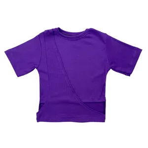 کراپ‌تاپ آستین کوتاه زنانه مدل یک طرفه کد 13-30 رنگ بنفش