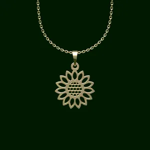 گردنبند طلا 18 عیار زنانه مدوپد مدل گل کد V2-1-1150