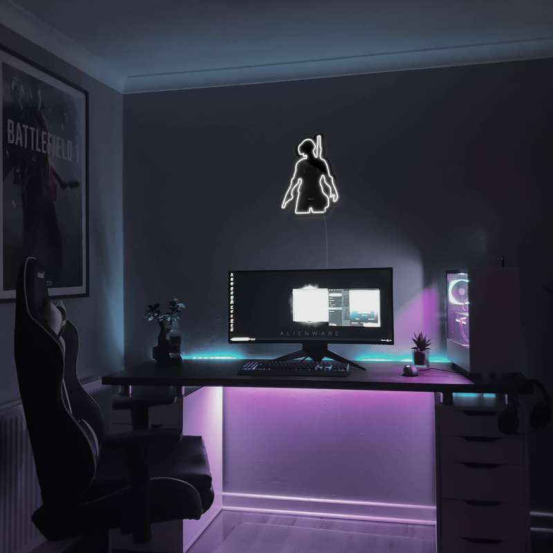 چراغ دیواری نئون دیزاین مدل Pubg-BL_WHT