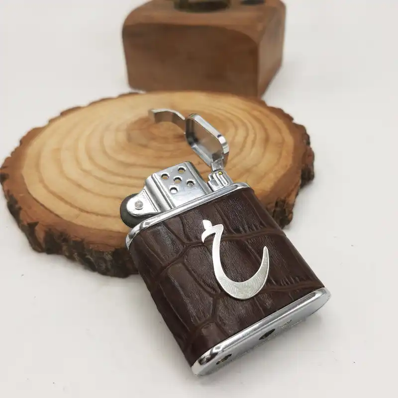 فندک مدل چرمی با پلاک نقره