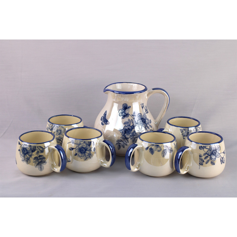 ست 7 تکه پارچ و لیوان سرامیکی مدل سنتی کد S01