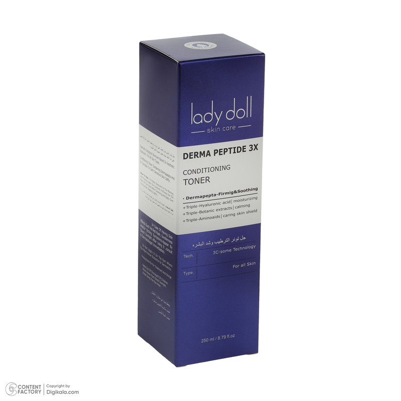 تونر پاک‌کننده صورت لیدی دال مدل DERMA PEPTIDE 3X مناسب برای انواع پوست حجم 250 میلی‌لیتر