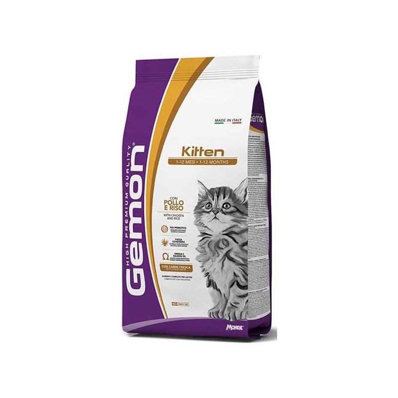 غذای خشک بچه گربه مونژ مدل Gemon Kitten با  طعم مرغ و برنج وزن 7 کیلوگرم