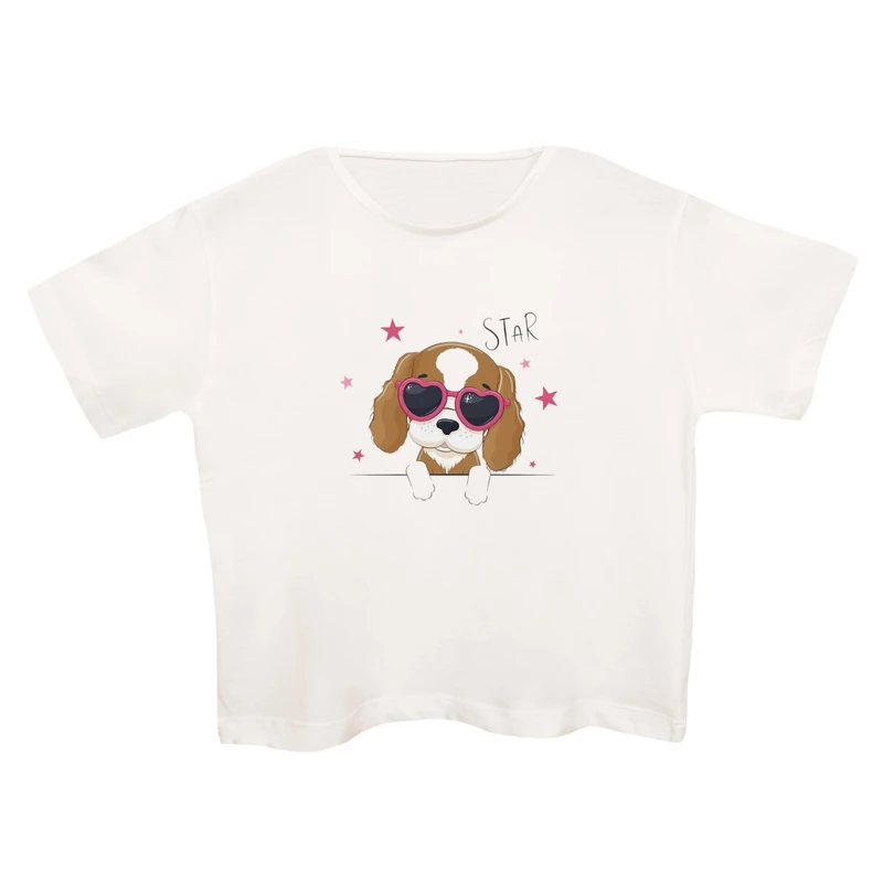 کراپ‌تی شرت آستین کوتاه زنانه مدل سگ کد 12