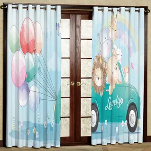 پرده مدل بادکنک و حیوانات مخمل پانچی کد 2703 سایز 200x140 سانتی متر