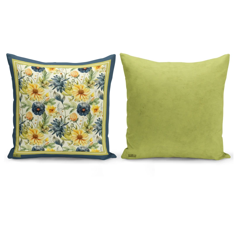 کاور کوسن ریحانلوکس مدل  گل های بهاری کد RH110 سایز 43*43 سانتی متر مجموعه 2 عددی