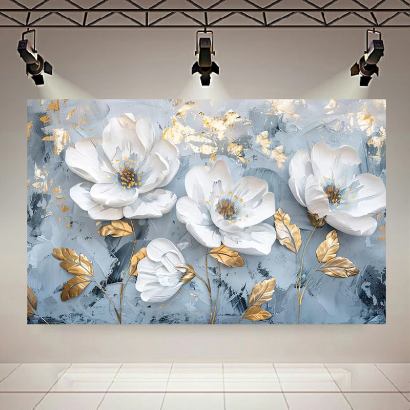 تابلو بوم طرح مخمل نقاشی گل مدل رنگ و روغن کد AR302854