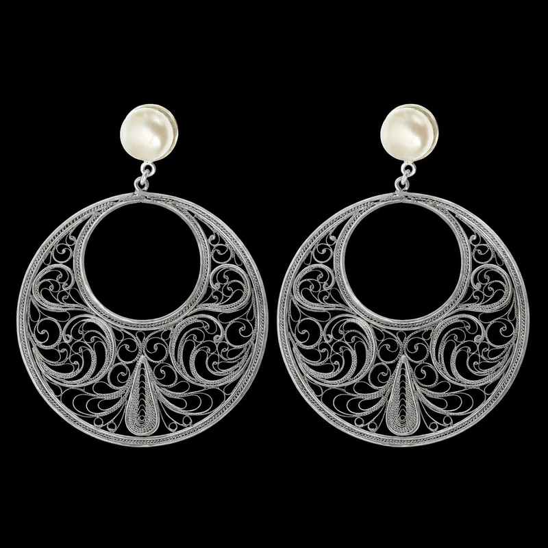 گوشواره میخی نقره زنانه آرایه مدل مروارید دایره