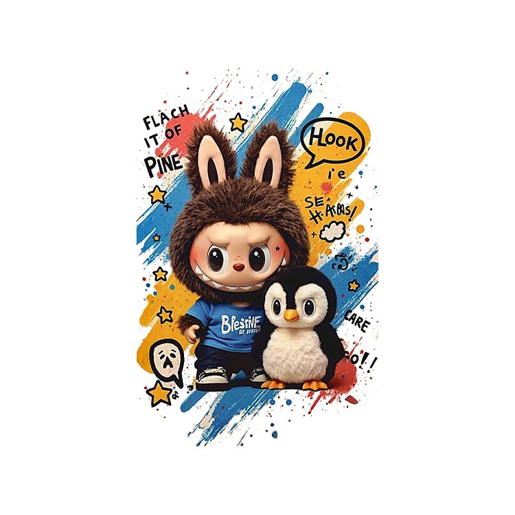 استیکر پارچه و لباس پاد آفرین مدل لبوبو و پنگوئن کد 133